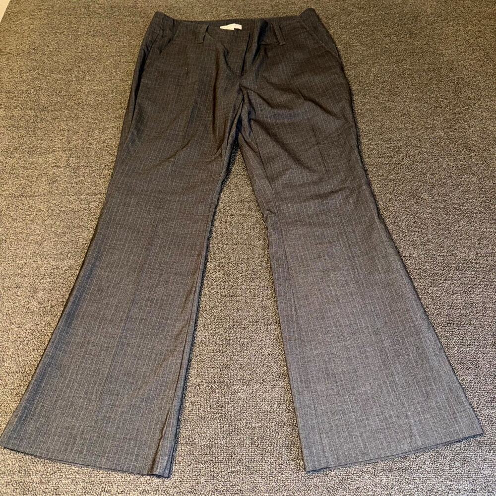 New York & Company Dress Pants Womens 6 Gray Pinstripe Stretch Pockets Wide Leg